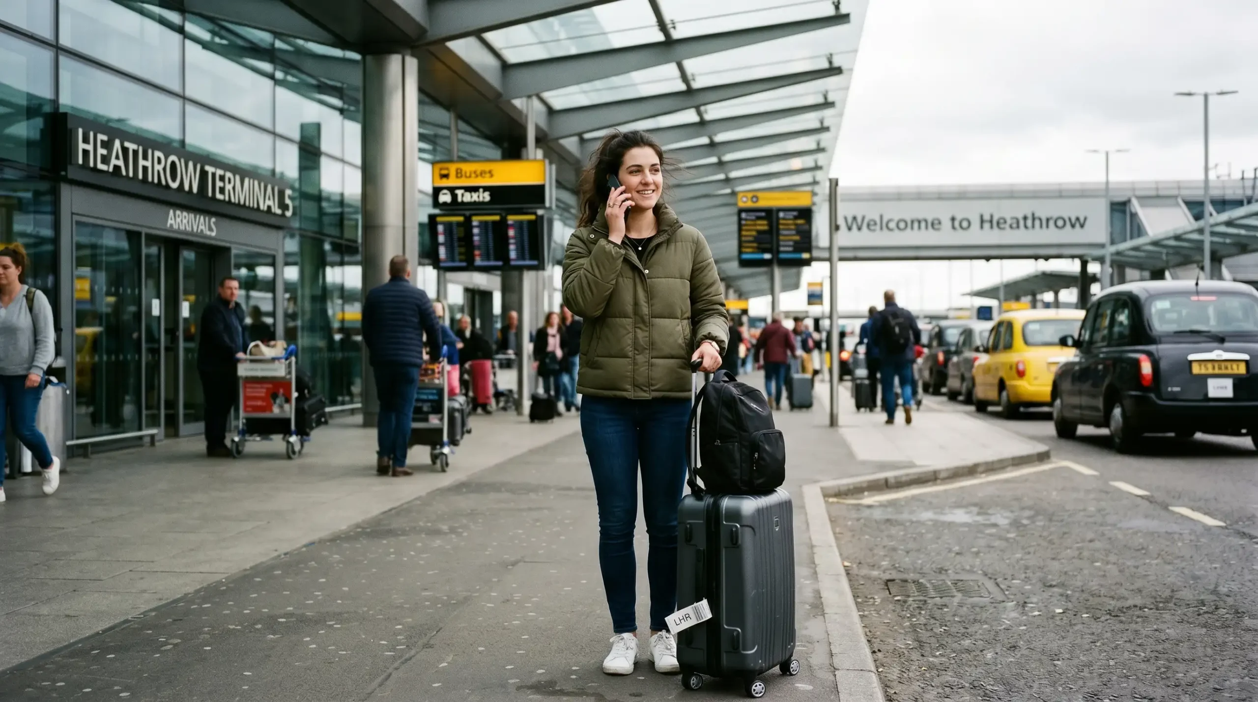 Passenger Waiting For Thame Airport Taxis At Heathrow Airport